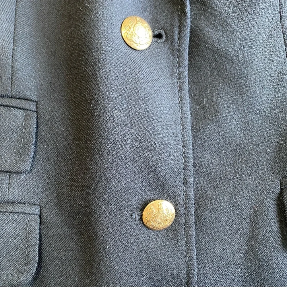 J. CREW Women’s Black Schoolboy Gold tone Buttons Wool Blazer Size 2